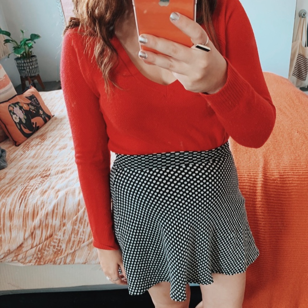 GAP Red Knit V-Neck Sweater